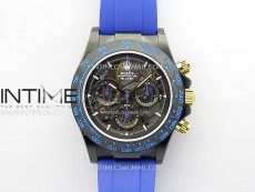 Daytona PVD Ceramic Bezel GETF Best Edition Skeleton Blue Dial on Blue Rubber Strap SA4130