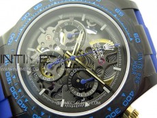 Daytona PVD Ceramic Bezel GETF Best Edition Skeleton Blue Dial on Blue Rubber Strap SA4130