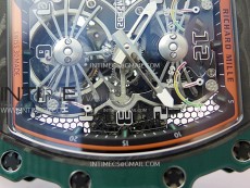 RM021-02 Real Tourbillon Black Carbon RMF Best Edition Skeleton Dial on Orange Rubber Strap