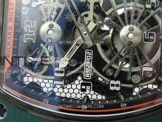 RM021-02 Real Tourbillon Black Carbon RMF Best Edition Skeleton Dial on Orange Rubber Strap
