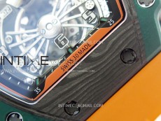 RM021-02 Real Tourbillon Black Carbon RMF Best Edition Skeleton Dial on Orange Rubber Strap