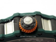 RM021-02 Real Tourbillon Black Carbon RMF Best Edition Skeleton Dial on Orange Rubber Strap