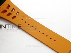 RM021-02 Real Tourbillon Black Carbon RMF Best Edition Skeleton Dial on Orange Rubber Strap