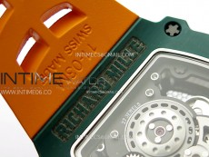 RM021-02 Real Tourbillon Black Carbon RMF Best Edition Skeleton Dial on Orange Rubber Strap