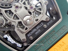 RM021-02 Real Tourbillon Black Carbon RMF Best Edition Skeleton Dial on Orange Rubber Strap