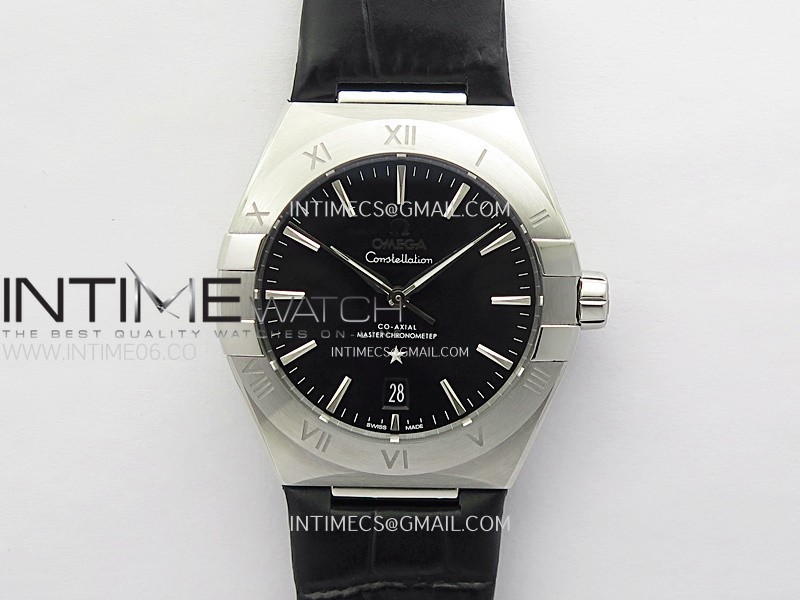 Constellation 39mm SS VSF 1:1 Best Edition Black Dial on Black Leather Strap A8800