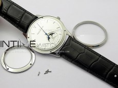 Master Ultra Thin Moon 1368420 SS ZF 1:1 Best Edition White Dial on Black Leather Strap V3 SA925 Super Clone