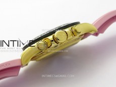 Daytona PVD Carbon Bezel YG GETF Best Blacken Skeleton Color Dial on Pink Rubber Strap SA4130