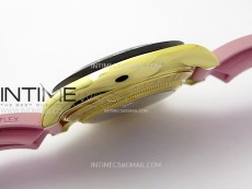Daytona PVD Carbon Bezel YG GETF Best Blacken Skeleton Color Dial on Pink Rubber Strap SA4130