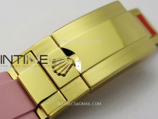 Daytona PVD Carbon Bezel YG GETF Best Blacken Skeleton Color Dial on Pink Rubber Strap SA4130