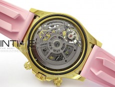 Daytona PVD Carbon Bezel YG GETF Best Blacken Skeleton Color Dial on Pink Rubber Strap SA4130