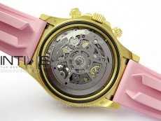 Daytona PVD Carbon Bezel YG GETF Best Blacken Skeleton Color Dial on Pink Rubber Strap SA4130