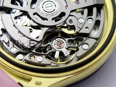 Daytona PVD Carbon Bezel YG GETF Best Blacken Skeleton Color Dial on Pink Rubber Strap SA4130