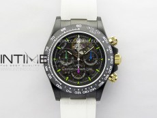 Daytona PVD Ceramic Bezel GETF Best Blacken Skeleton Blue Dial on Blue Rubber Strap SA4130