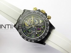 Daytona PVD Ceramic Bezel GETF Best Blacken Skeleton Blue Dial on Blue Rubber Strap SA4130