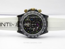 Daytona PVD Ceramic Bezel GETF Best Blacken Skeleton Blue Dial on Blue Rubber Strap SA4130