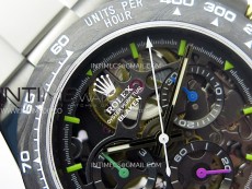 Daytona PVD Ceramic Bezel GETF Best Blacken Skeleton Blue Dial on Blue Rubber Strap SA4130