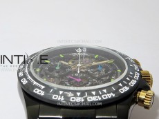 Daytona PVD Ceramic Bezel GETF Best Blacken Skeleton Blue Dial on Blue Rubber Strap SA4130