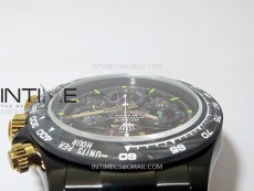 Daytona PVD Ceramic Bezel GETF Best Blacken Skeleton Blue Dial on Blue Rubber Strap SA4130