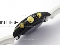 Daytona PVD Ceramic Bezel GETF Best Blacken Skeleton Blue Dial on Blue Rubber Strap SA4130