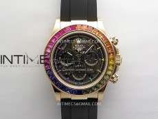 Blacken Daytona RG Rainbow Bezel GETF Best Edition Skeleton Dial on Rubber Strap SA4130