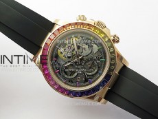 Blacken Daytona RG Rainbow Bezel GETF Best Edition Skeleton Dial on Rubber Strap SA4130