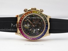 Blacken Daytona RG Rainbow Bezel GETF Best Edition Skeleton Dial on Rubber Strap SA4130