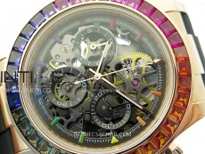 Blacken Daytona RG Rainbow Bezel GETF Best Edition Skeleton Dial on Rubber Strap SA4130