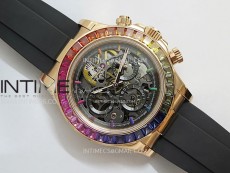 Blacken Daytona RG Rainbow Bezel GETF Best Edition Skeleton Dial on Rubber Strap SA4130
