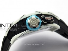 RM035-03 White Carbon/Blue Crown Z Factory Skeleton Dial on Black Rubber Strap Asian Skeleton movement