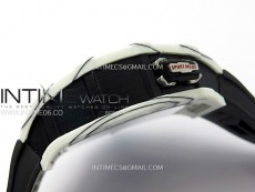 RM035-03 White Carbon/Blue Crown Z Factory Skeleton Dial on Black Rubber Strap Asian Skeleton movement