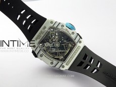 RM035-03 White Carbon/Blue Crown Z Factory Skeleton Dial on Black Rubber Strap Asian Skeleton movement