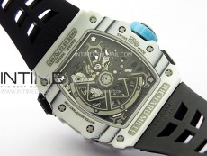 RM035-03 White Carbon/Blue Crown Z Factory Skeleton Dial on Black Rubber Strap Asian Skeleton movement
