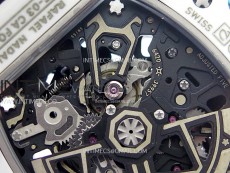 RM035-03 White Carbon/Blue Crown Z Factory Skeleton Dial on Black Rubber Strap Asian Skeleton movement