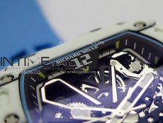 RM035-03 White Carbon/Blue Crown Z Factory Skeleton Dial on Blue Rubber Strap Asian Skeleton movement