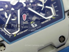 RM035-03 White Carbon/Blue Crown Z Factory Skeleton Dial on Blue Rubber Strap Asian Skeleton movement