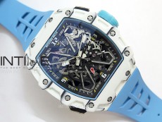 RM035-03 White Carbon/Blue Crown Z Factory Skeleton Dial on Blue Rubber Strap Asian Skeleton movement