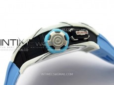 RM035-03 White Carbon/Blue Crown Z Factory Skeleton Dial on Blue Rubber Strap Asian Skeleton movement