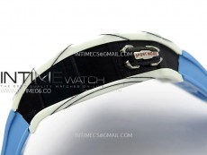 RM035-03 White Carbon/Blue Crown Z Factory Skeleton Dial on Blue Rubber Strap Asian Skeleton movement