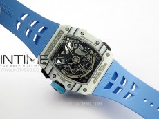RM035-03 White Carbon/Blue Crown Z Factory Skeleton Dial on Blue Rubber Strap Asian Skeleton movement