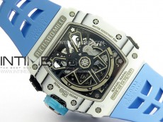 RM035-03 White Carbon/Blue Crown Z Factory Skeleton Dial on Blue Rubber Strap Asian Skeleton movement