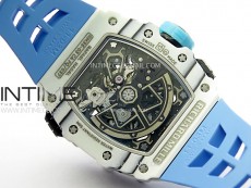 RM035-03 White Carbon/Blue Crown Z Factory Skeleton Dial on Blue Rubber Strap Asian Skeleton movement