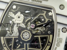 RM035-03 White Carbon/Blue Crown Z Factory Skeleton Dial on Blue Rubber Strap Asian Skeleton movement