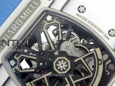 RM035-03 White Carbon/Blue Crown Z Factory Skeleton Dial on Blue Rubber Strap Asian Skeleton movement