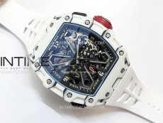 RM035-03 White Carbon/Red Crown Z Factory Skeleton Dial on White Rubber Strap Asian Skeleton movement