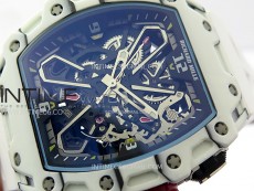 RM035-03 White Carbon/Red Crown Z Factory Skeleton Dial on White Rubber Strap Asian Skeleton movement