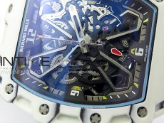 RM035-03 White Carbon/Red Crown Z Factory Skeleton Dial on White Rubber Strap Asian Skeleton movement