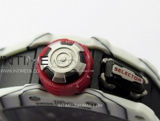 RM035-03 White Carbon/Red Crown Z Factory Skeleton Dial on White Rubber Strap Asian Skeleton movement