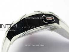 RM035-03 White Carbon/Red Crown Z Factory Skeleton Dial on White Rubber Strap Asian Skeleton movement
