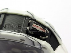RM035-03 White Carbon/Red Crown Z Factory Skeleton Dial on White Rubber Strap Asian Skeleton movement
